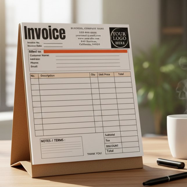 Custom Logo Small Business Invoice Sales Receipt O Notepad (Creator Uploaded)