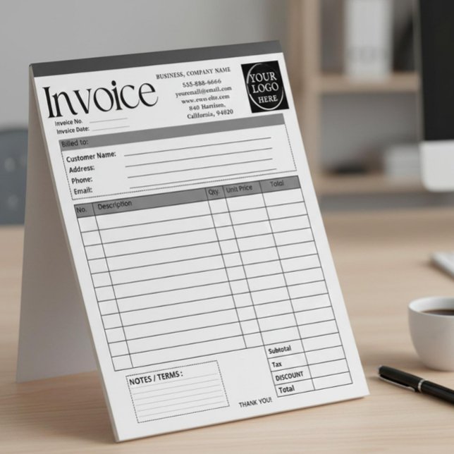 Custom Logo Small Business Invoice Sales Receipt O Notepad (Creator Uploaded)