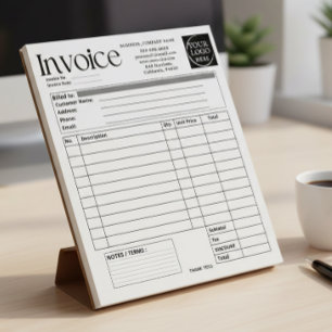 Custom Logo Small Business Invoice Sales Receipt O Notepad