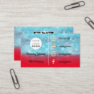 Custom Logo Social Gold QR Code Blue  Red Business Card