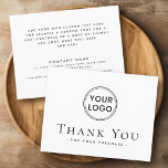 Custom logo social media business thank you card<br><div class="desc">Elegant business thank you card with custom logo or other image on the front and custom text,  company contact information and social media icons on the back. You can change background colour,  fonts and font colours with the design tool</div>