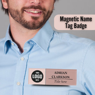 Custom Logo Soft Pink Magnetic Name Tag Badge