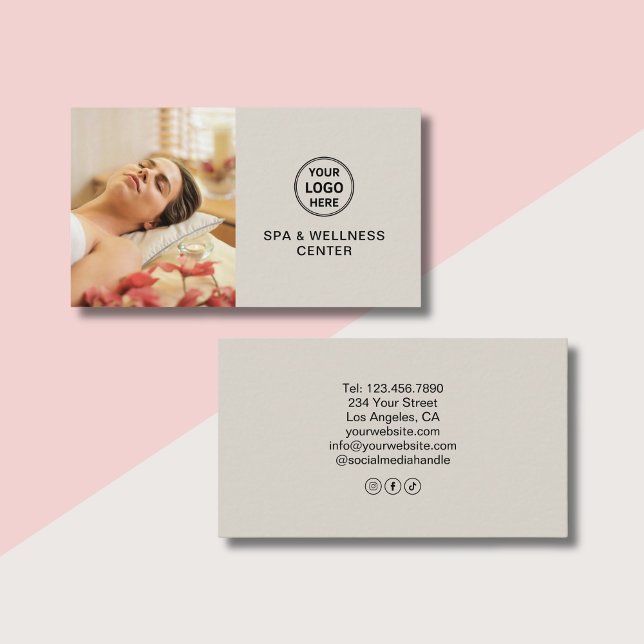 Custom Logo Spa Wellness Centre Professional Business Card (Custom Logo Spa Wellness Center Professional Business Card)