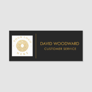 Custom Logo Staff Gold Black Customer Service Name Tag