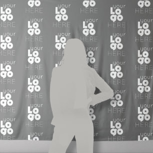 Custom Logo Step Repeat Grey Photo Booth Backdrop Tapestry