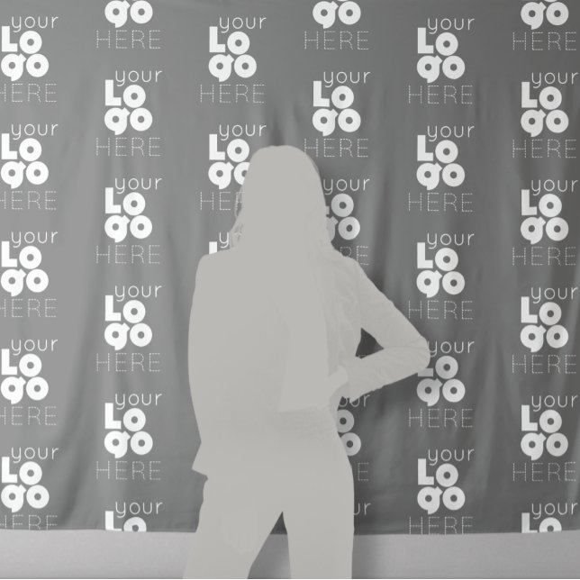Custom Logo Step Repeat Grey Photo Booth Backdrop Tapestry (Creator Uploaded)