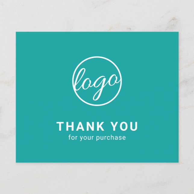 Custom Logo Teal Budget Thank You Card (Front)
