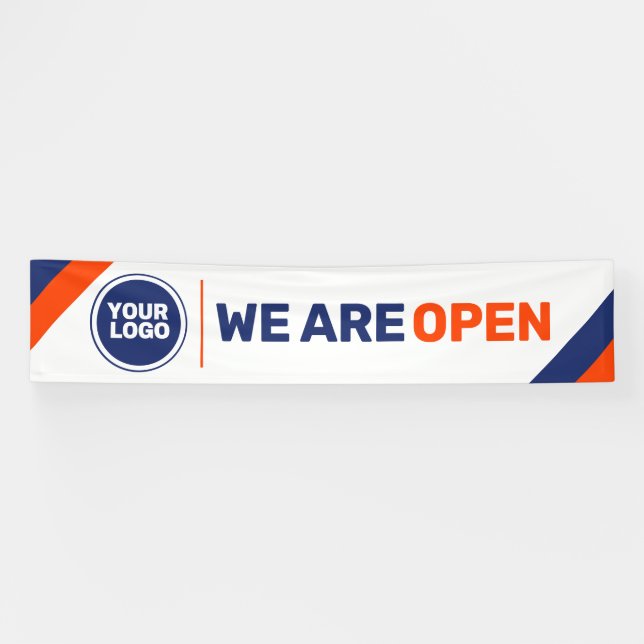 custom logo template we are open business banner (Horizontal)