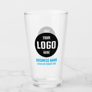 Custom Logo & Text 16oz Blue Personalised Beer Glass
