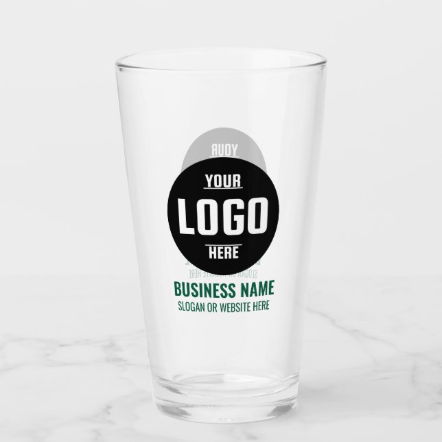 Custom Logo & Text 16oz  Green Personalised Beer Glass (Front)