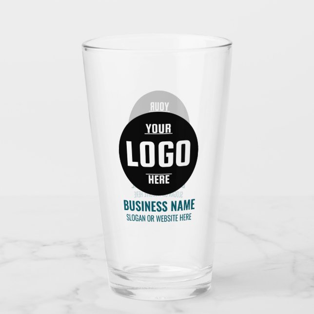 Custom Logo & Text 16oz Navy Personalised Beer Glass (Front)