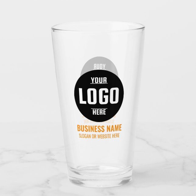 Custom Logo & Text 16oz Orange Personalised Beer Glass (Front)