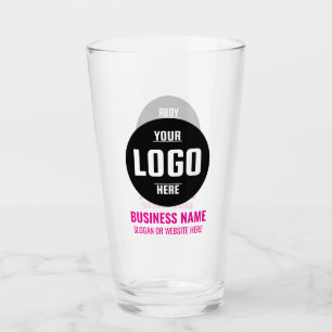 Custom Logo & Text 16oz Pink Personalised Beer Glass