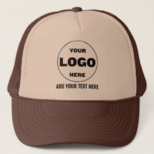 Custom Logo & Text Baseball Trucker Hat - Brown