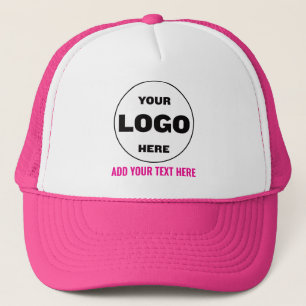 Custom Logo & Text Baseball Trucker Hat - Pink Cap