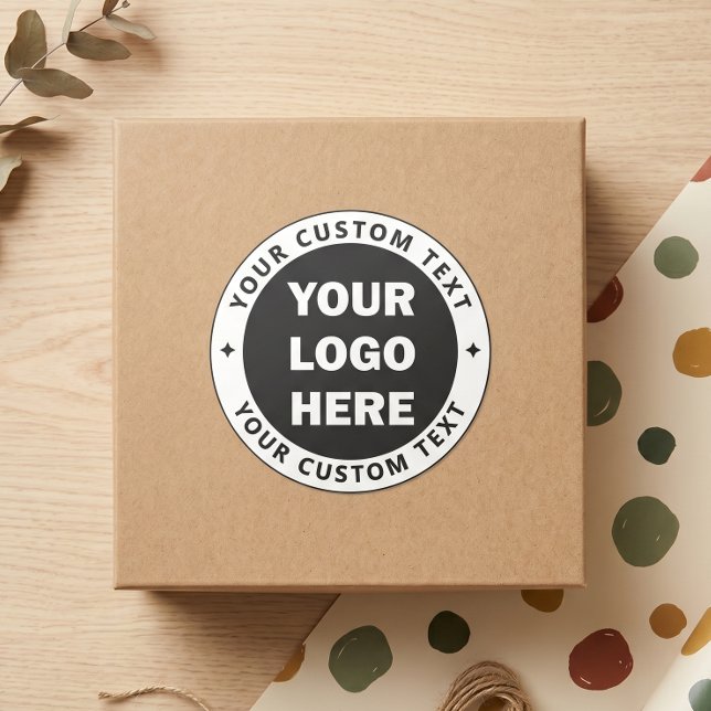 Custom Logo Text Business Branding Classic Round Sticker (add you logo custom text business round sticker)