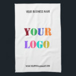 Custom Logo Text Business Kitchen Towel Template<br><div class="desc">Custom Colors and Fonts - Design Your Own Personalized Kitchen Towels Example with Your Company Logo and Name Website or Custom Text Branded Promotional Business or Modern Personal Home Living / hand Towels / Corporate Gifts - Make Unique Your Own Design - Add Your Logo - Image - Photo or...</div>