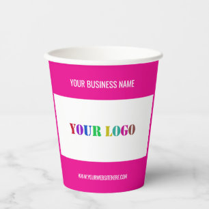 Custom Logo Text Business Paper Cups Choose Colour