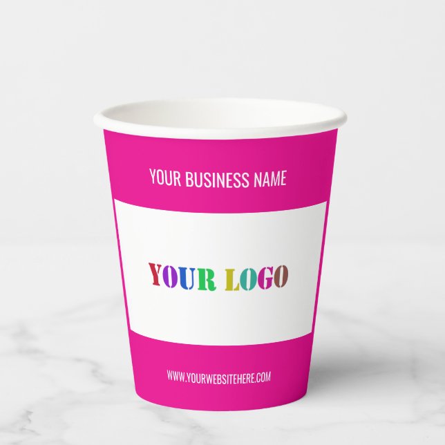 Custom Logo Text Business Paper Cups Choose Colour (Front)