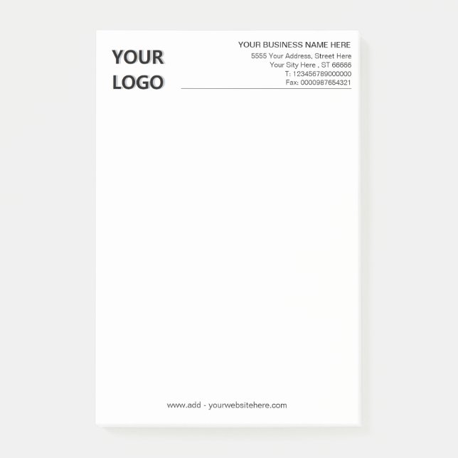 Custom Logo Text Business Post-it® Notes Template (Front)