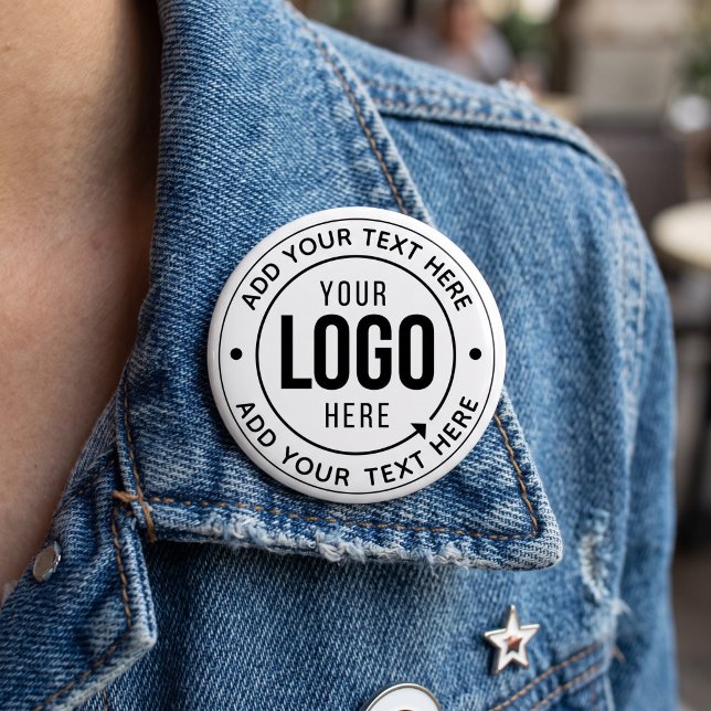 🔘 Custom Logo Text Button Personalised Pin-Badge (Custom Logo & Text Button  Personalized Pin-Back Badge Perfect for Business branding & employee name)
