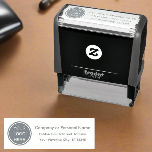 Custom Logo & Text Company Info Professional  Self-inking Stamp