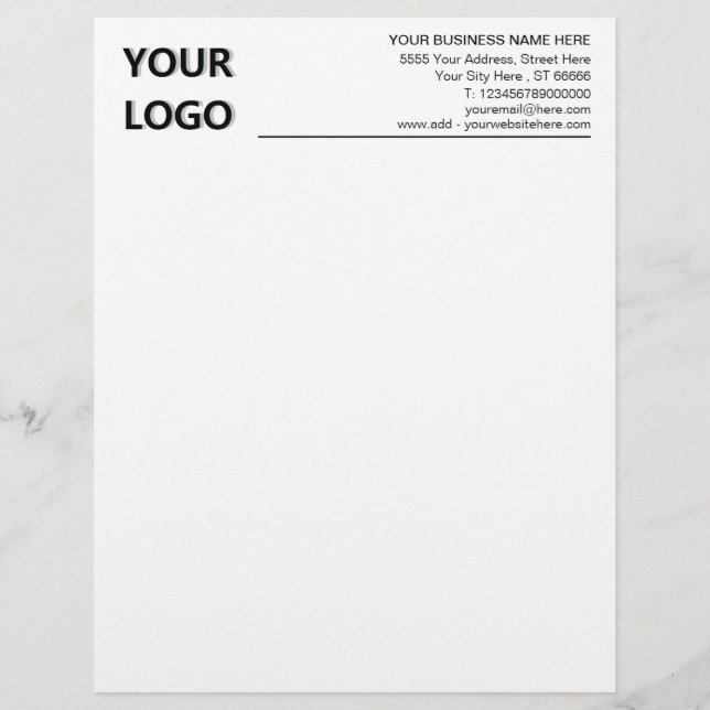 Custom Logo Text Info Your Business Letterhead (Front)