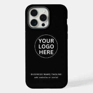 Custom Logo & Text l Professional Business Black iPhone 15 Pro Max Case