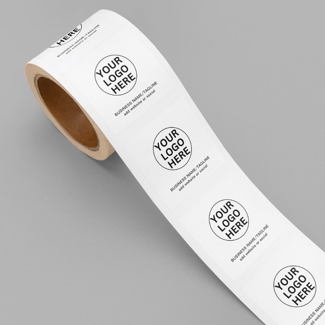 Custom Logo & Text l Promotional Company White  Square Sticker (Creator Uploaded)