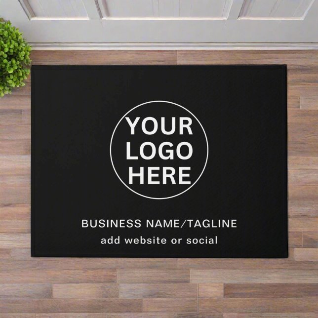 Custom Logo & Text l Welcome Black & White Promo  Doormat (Creator Uploaded)