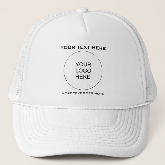 Custom Logo Text Mens Womens White Baseball Trucker Hat (Front)