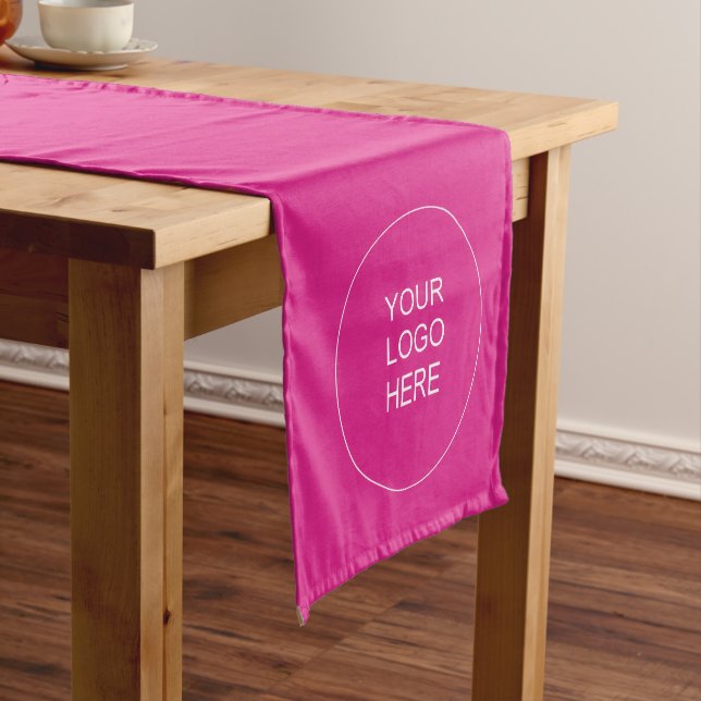 Custom Logo Text Pink Solid Colour Elegant Templat Short Table Runner (In Situ)