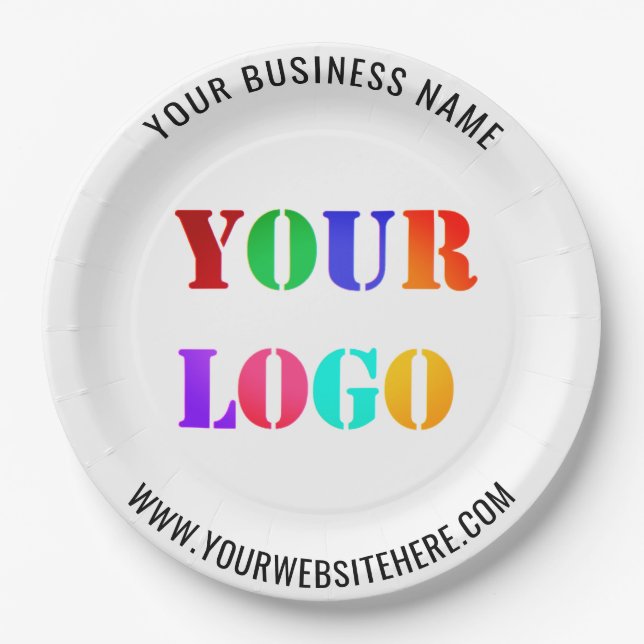 Custom Logo Text Promotional Business Paper Plates (Front)