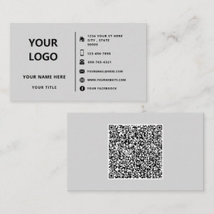 Custom Logo Text QR Code Info Modern Business Card