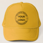 Custom Logo Text Stamp Promotional Trucker Hat<br><div class="desc">Personalised Your Business Logo Text Info Promotional Stamp Design Hat / Gift - Add Your Logo - Image / Name - Company / Website or other info / text - Resize and move or remove and add elements / text with customisation tool. Choose / add your colours / font /...</div>