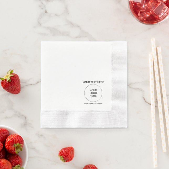 Custom Logo Text Template White Coined Cocktail Napkin (Insitu)