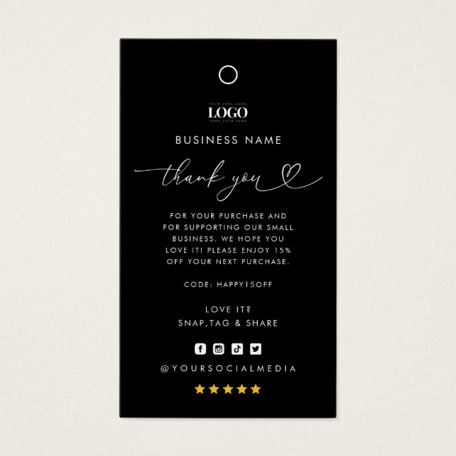 Custom Logo Thank You Business Clothing Hang Tag (Front)