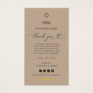 Custom Logo Thank You Business Clothing Hang Tag