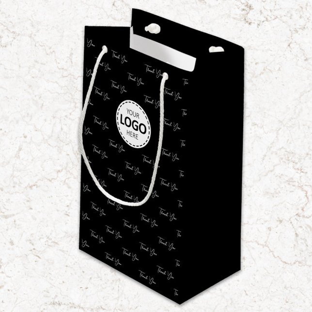 Custom Logo Thank You Pattern Black  Small Gift Bag (Creator Uploaded)