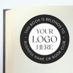 Custom Logo This Book Belongs To Modern Bookplate Classic Round Sticker