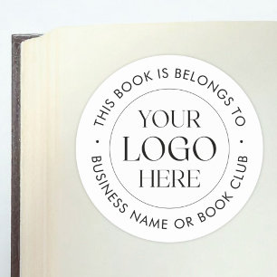 Custom Logo This Book Belongs To Modern Bookplate Classic Round Sticker