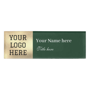 Custom Logo Title Simple Emerald Green Business Name Tag