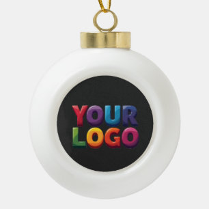 Custom Logo Upload Your Logo   Business & Brand  Ceramic Ball Christmas Ornament