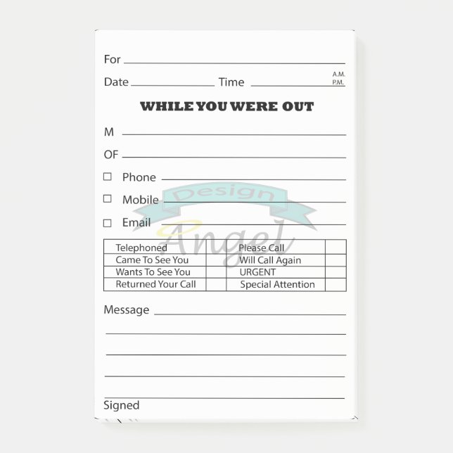 Custom Logo Watermark Phone Message Post It's Post-it Notes (Front)