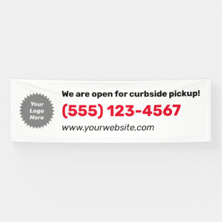 Custom Logo We Are Open For Curbside Pickup Banner