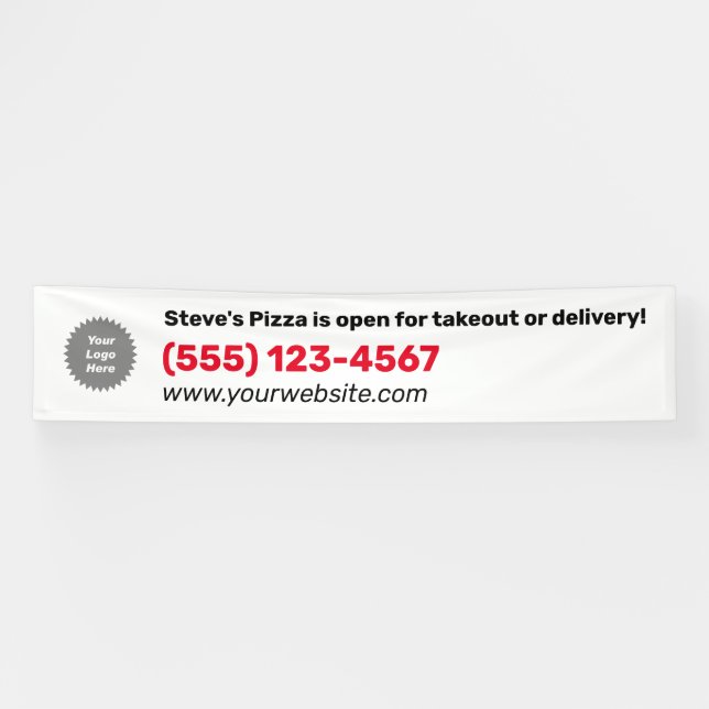 Custom Logo We Are Open For Curbside Pickup Banner (Horizontal)