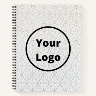 Custom logo white baroque print notebook