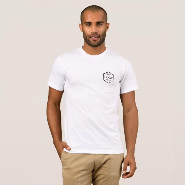 Custom Logo White Business Employee Company Staff T-Shirt (Front Full)