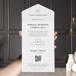 Custom Logo White QR Code RSVP Business Event All In One Invitation