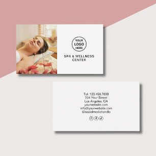 Custom Logo White Spa Wellness Center Professional Business Card